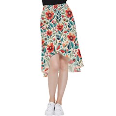 Flowers Flora Floral Background Pattern Nature Seamless Bloom Background Wallpaper Spring Frill Hi Low Chiffon Skirt