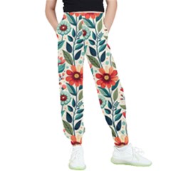 Flowers Flora Floral Background Pattern Nature Seamless Bloom Background Wallpaper Spring Kids  Joggers