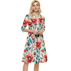 Flowers Flora Floral Background Pattern Nature Seamless Bloom Background Wallpaper Spring Classy Knee Length Dress