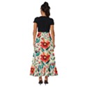 Flowers Flora Floral Background Pattern Nature Seamless Bloom Background Wallpaper Spring Tiered Ruffle Maxi Skirt View4