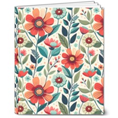 Flowers Flora Floral Background Pattern Nature Seamless Bloom Background Wallpaper Spring 8  X 10  Hardcover Notebook by Maspions