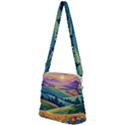 Field Valley Nature Meadows Flowers Dawn Landscape Zipper Messenger Bag View2