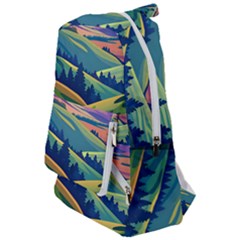 Field Valley Nature Meadows Flowers Dawn Landscape Travelers  Backpack by Maspions