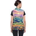 Field Valley Nature Meadows Flowers Dawn Landscape Women s Puffer Vest View2