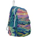 Field Valley Nature Meadows Flowers Dawn Landscape Foldable Lightweight Backpack View3