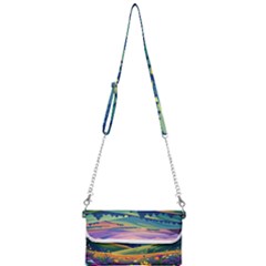 Field Valley Nature Meadows Flowers Dawn Landscape Mini Crossbody Handbag by Maspions