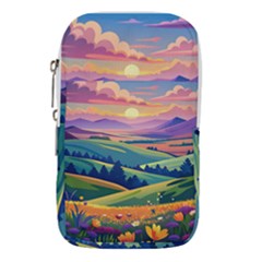 Field Valley Nature Meadows Flowers Dawn Landscape Waist Pouch (large) by Maspions