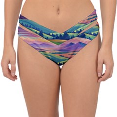 Field Valley Nature Meadows Flowers Dawn Landscape Double Strap Halter Bikini Bottoms by Maspions