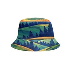 Field Valley Nature Meadows Flowers Dawn Landscape Inside Out Bucket Hat (kids)