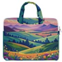 Field Valley Nature Meadows Flowers Dawn Landscape MacBook Pro 15  Double Pocket Laptop Bag  View1