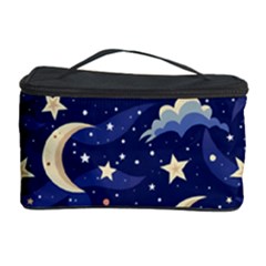 Night Moon Seamless Background Stars Sky Clouds Texture Pattern Cosmetic Storage Case