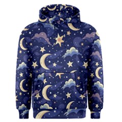 Night Moon Seamless Background Stars Sky Clouds Texture Pattern Men s Core Hoodie