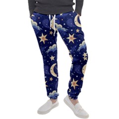 Night Moon Seamless Background Stars Sky Clouds Texture Pattern Men s Jogger Sweatpants