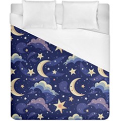 Night Moon Seamless Background Stars Sky Clouds Texture Pattern Duvet Cover (california King Size)