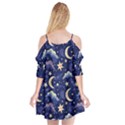 Night Moon Seamless Background Stars Sky Clouds Texture Pattern Cutout Spaghetti Strap Chiffon Dress View2