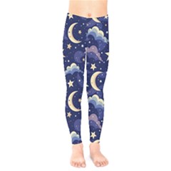 Night Moon Seamless Background Stars Sky Clouds Texture Pattern Kids  Leggings