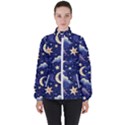 Night Moon Seamless Background Stars Sky Clouds Texture Pattern Women s High Neck Windbreaker View1