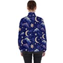 Night Moon Seamless Background Stars Sky Clouds Texture Pattern Women s High Neck Windbreaker View2