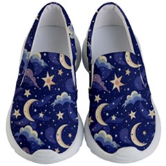 Night Moon Seamless Background Stars Sky Clouds Texture Pattern Kids Lightweight Slip Ons