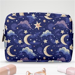 Night Moon Seamless Background Stars Sky Clouds Texture Pattern Make Up Pouch (medium)