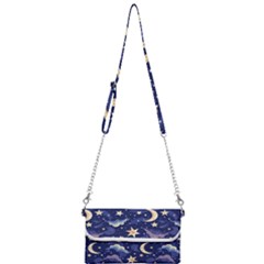 Night Moon Seamless Background Stars Sky Clouds Texture Pattern Mini Crossbody Handbag