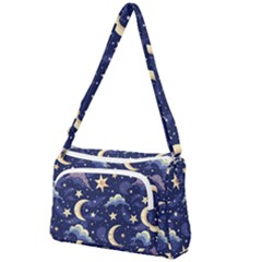 Night Moon Seamless Background Stars Sky Clouds Texture Pattern Front Pocket Crossbody Bag