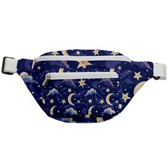 Night Moon Seamless Background Stars Sky Clouds Texture Pattern Fanny Pack