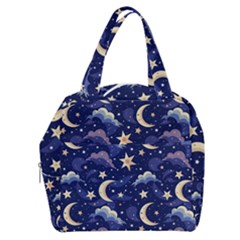 Night Moon Seamless Background Stars Sky Clouds Texture Pattern Boxy Hand Bag