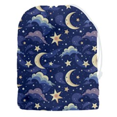 Night Moon Seamless Background Stars Sky Clouds Texture Pattern Drawstring Pouch (3xl)