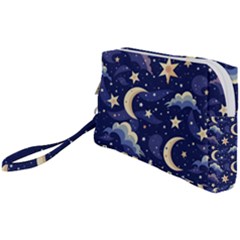 Night Moon Seamless Background Stars Sky Clouds Texture Pattern Wristlet Pouch Bag (small)