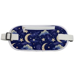 Night Moon Seamless Background Stars Sky Clouds Texture Pattern Rounded Waist Pouch by Maspions