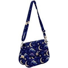 Night Moon Seamless Background Stars Sky Clouds Texture Pattern Saddle Handbag