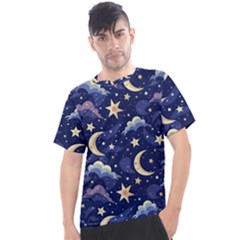 Night Moon Seamless Background Stars Sky Clouds Texture Pattern Men s Sport Top by Maspions