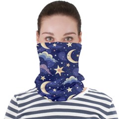 Night Moon Seamless Background Stars Sky Clouds Texture Pattern Face Seamless Bandana (adult) by Maspions