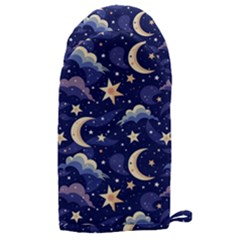 Night Moon Seamless Background Stars Sky Clouds Texture Pattern Microwave Oven Glove by Maspions