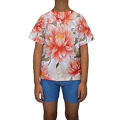 Flowers Plants Sample Design Rose Garden Flower Decoration Love Romance Bouquet Kids  Short Sleeve Swimwear