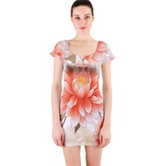 Flowers Plants Sample Design Rose Garden Flower Decoration Love Romance Bouquet Short Sleeve Bodycon Dress