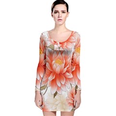 Flowers Plants Sample Design Rose Garden Flower Decoration Love Romance Bouquet Long Sleeve Velvet Bodycon Dress