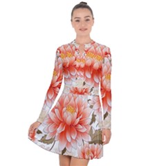 Flowers Plants Sample Design Rose Garden Flower Decoration Love Romance Bouquet Long Sleeve Panel Dress