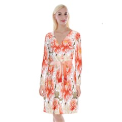 Flowers Plants Sample Design Rose Garden Flower Decoration Love Romance Bouquet Long Sleeve Velvet Front Wrap Dress