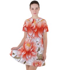 Flowers Plants Sample Design Rose Garden Flower Decoration Love Romance Bouquet Short Sleeve Shoulder Cut Out Dress 