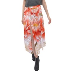 Flowers Plants Sample Design Rose Garden Flower Decoration Love Romance Bouquet Velour Split Maxi Skirt