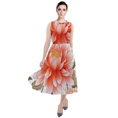 Flowers Plants Sample Design Rose Garden Flower Decoration Love Romance Bouquet Round Neck Boho Dress