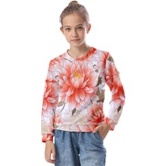 Flowers Plants Sample Design Rose Garden Flower Decoration Love Romance Bouquet Kids  Long Sleeve T-shirt With Frill 