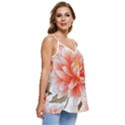 Flowers Plants Sample Design Rose Garden Flower Decoration Love Romance Bouquet Casual Spaghetti Strap Chiffon Top View3