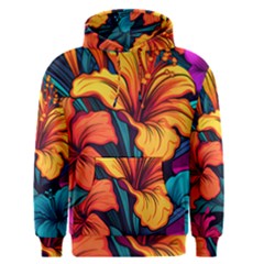 Hibiscus Flowers Colorful Vibrant Tropical Garden Bright Saturated Nature Men s Core Hoodie