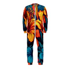 Hibiscus Flowers Colorful Vibrant Tropical Garden Bright Saturated Nature Onepiece Jumpsuit (kids) by Maspions