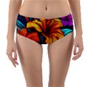 Hibiscus Flowers Colorful Vibrant Tropical Garden Bright Saturated Nature Reversible Mid-Waist Bikini Bottoms View3