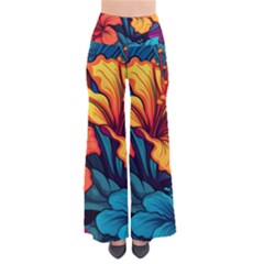 Hibiscus Flowers Colorful Vibrant Tropical Garden Bright Saturated Nature So Vintage Palazzo Pants