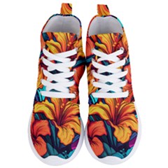 Hibiscus Flowers Colorful Vibrant Tropical Garden Bright Saturated Nature Women s Lightweight High Top Sneakers